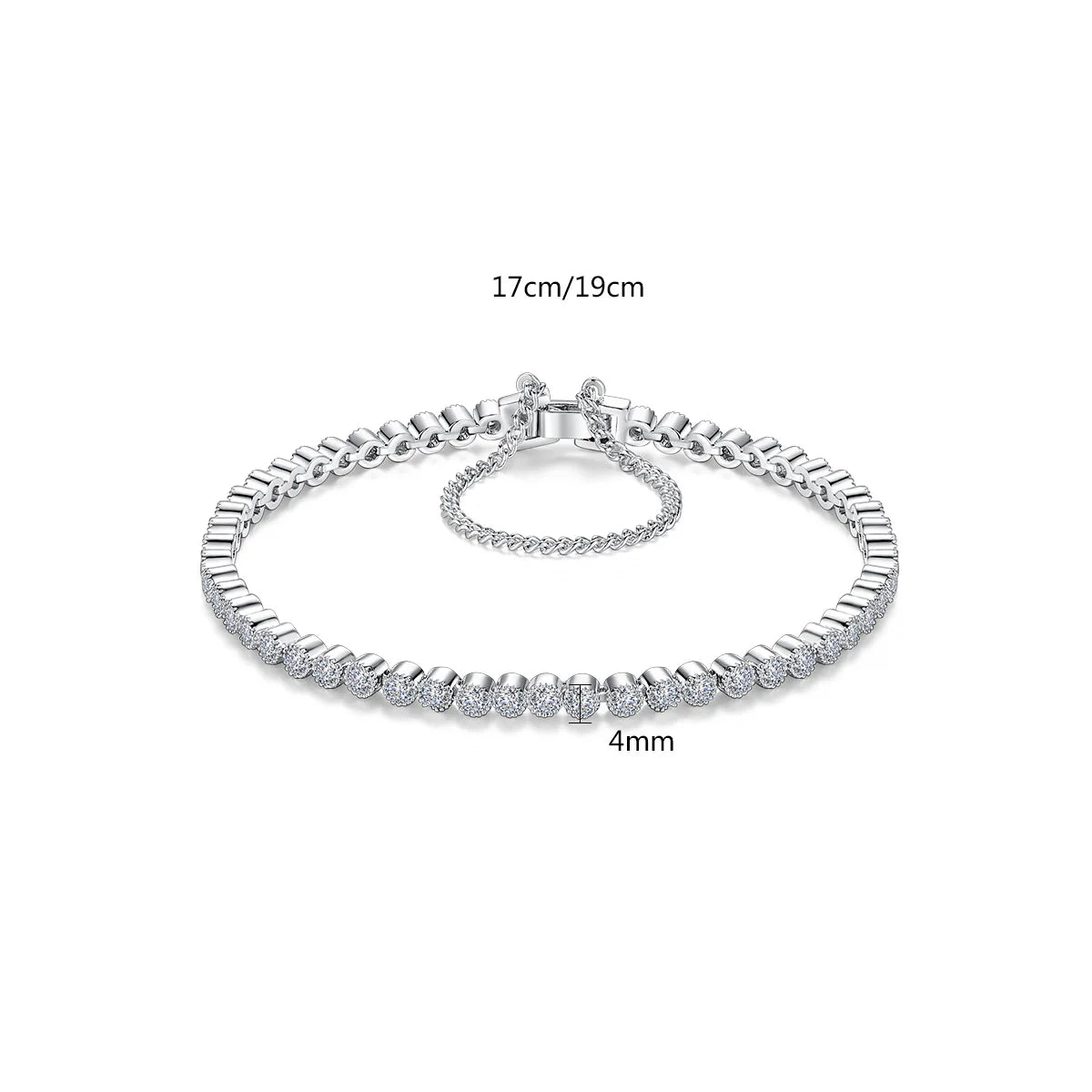 Fashion New Silver 4MM Cubic Zirconia Charm Bracelet for Women Girl Party Gift Jewelry Accessory