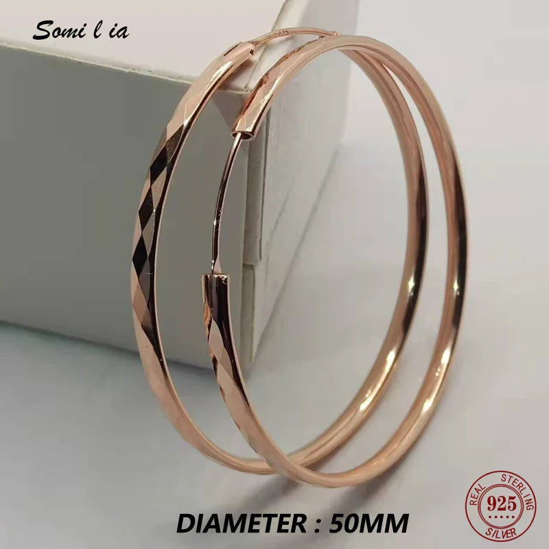 Somilia - Women's Big Hoop Earrings, New Collection 100% 925 Sterling Silver Jewelry Fashion Women18K Golden серьги кольца