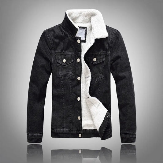 Men Winter Solid Casual Jacket Men's Bomber Denim Jacket Fashion Jean