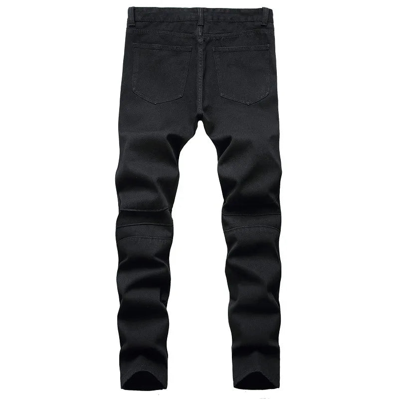 Men White Skinny Jeans Plus Size 28-42 European American Slim Fit Fold