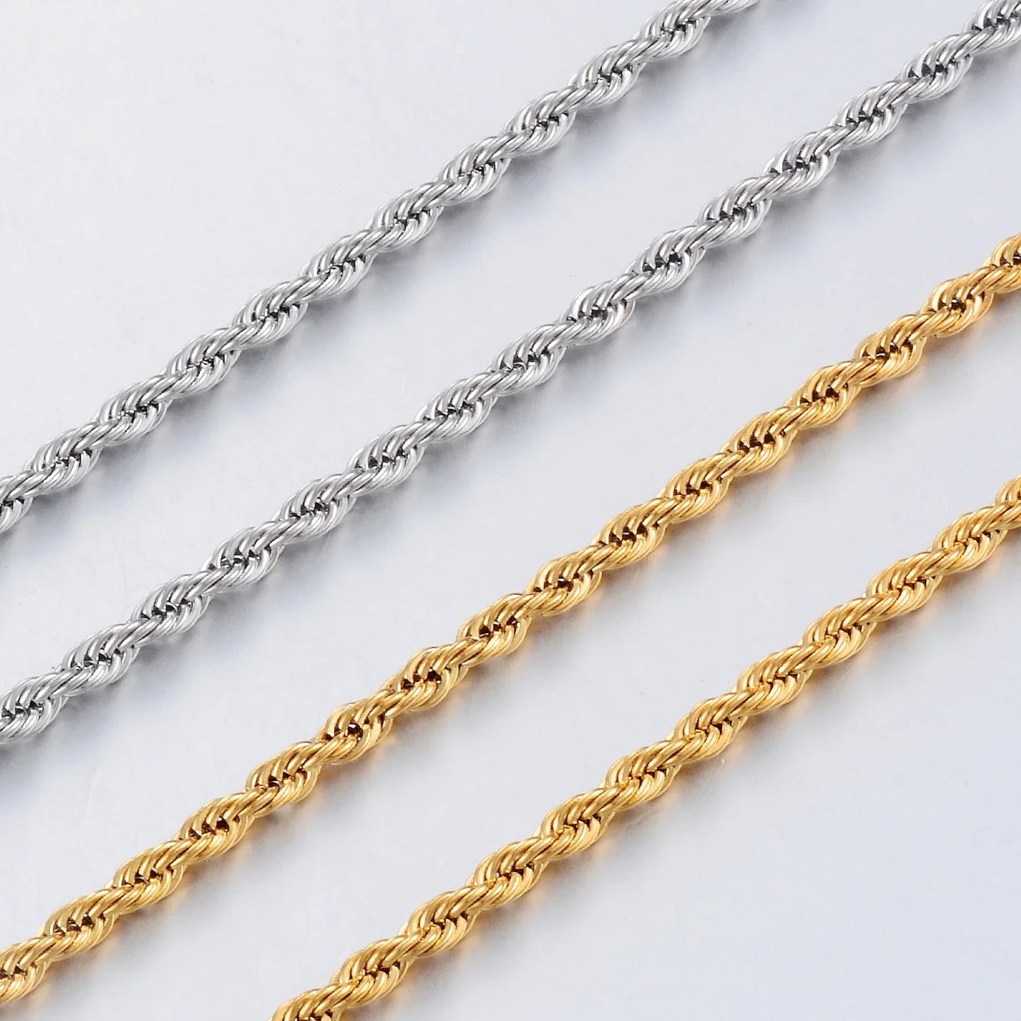 Width 2/3/4/5/6mm 316L Stainless Steel Gold Color Twisted Rope Chain Necklace For Men's and Women's Jewelry wholesale