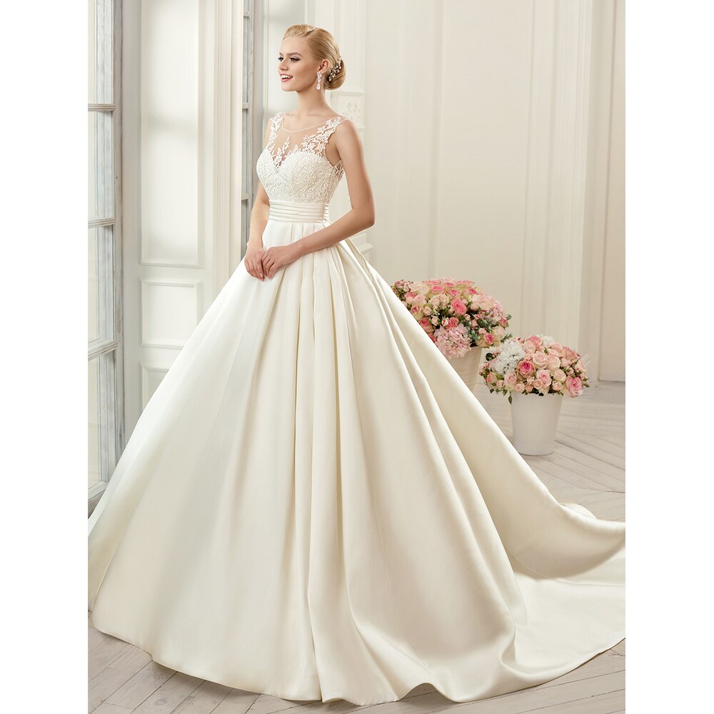 White Bridesmaid Dresses: Backless Satin Wedding Dresses Chapel Train Bridal Gowns