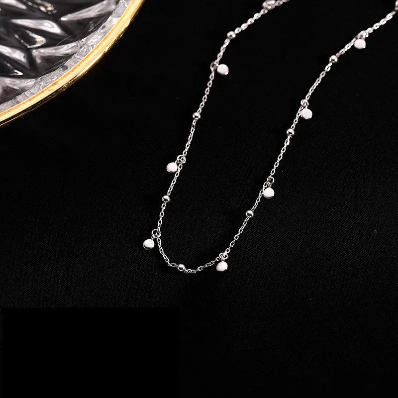 Women Choker Necklace Silver Color Temperament Small Beads Heart Butterfly