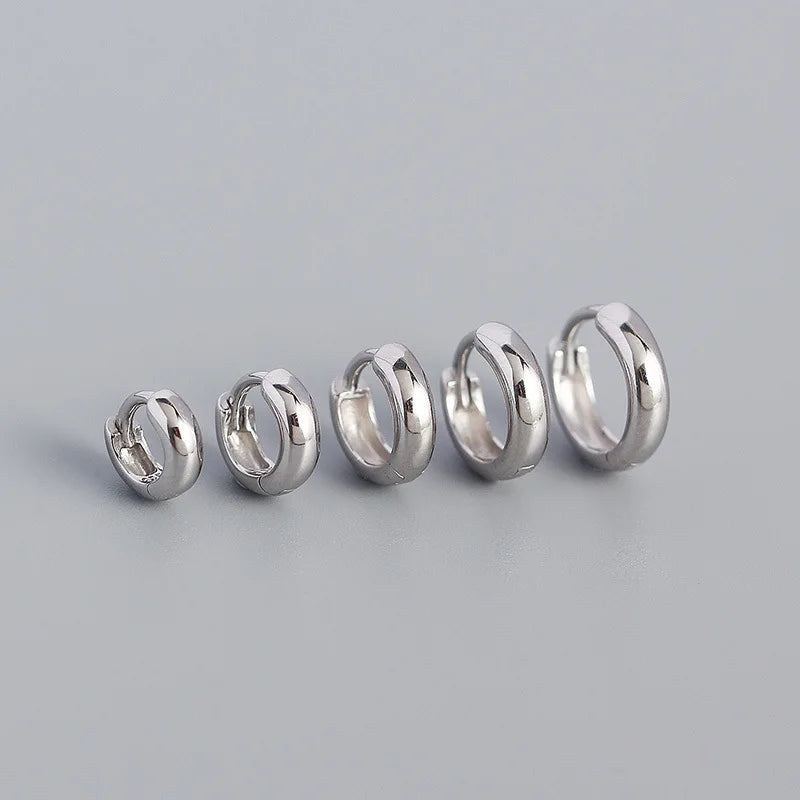 WANTME 925 Sterling Silver Minimalism Punk Rock Wide Hoop Earrings for Women Men Fashion Gothic Bohe Huggie Ear Buckle Jewelry