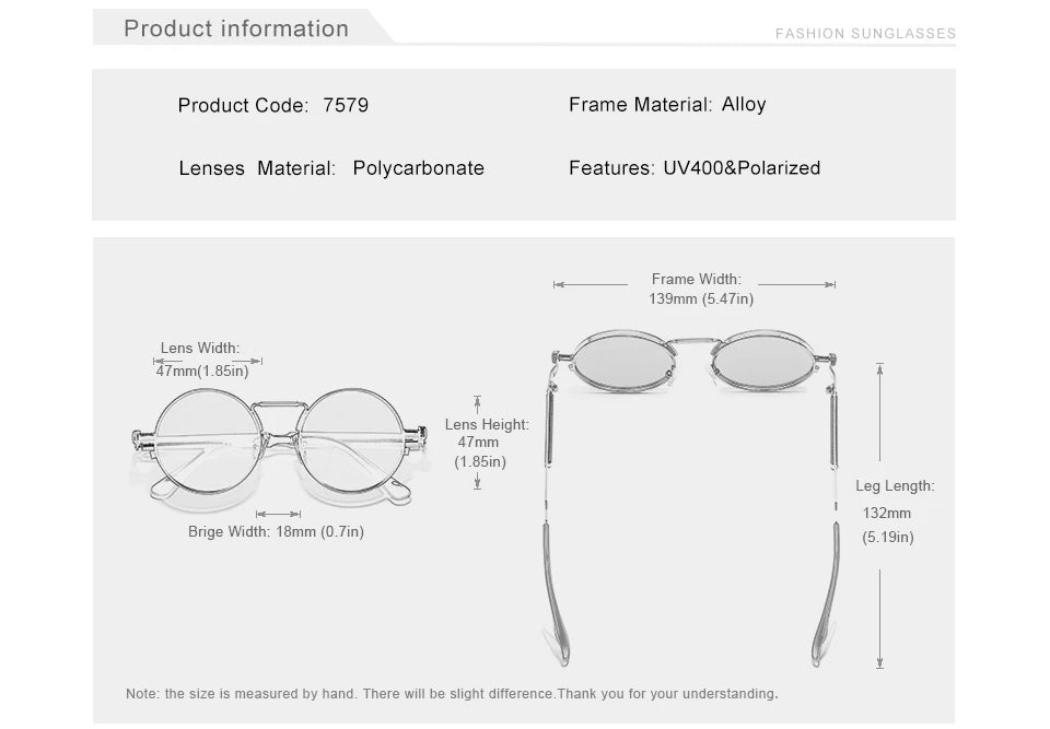 KINGSEVEN High Quality Gothic Steampunk Sunglasses Polarized Men Women Brand Designer Vintage Round Metal Frame Sun Glasses