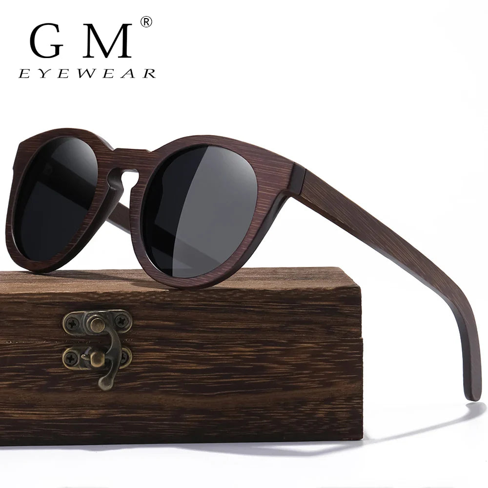 GM Brand Desgin Spring New Style 100% Bamboo Polarized Sunglasses Men Women Fashion Glasses UV400 paper Box 8240