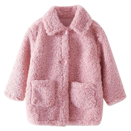 Plush Girls Jacket Children's Outerwear Fashion Little Princess Lambswool Girls Coat