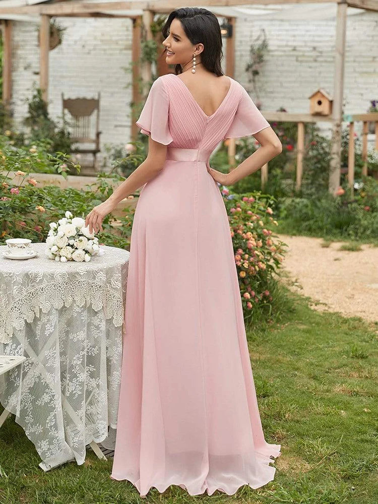Homecoming Dresses: Women Long Elegant A Line Double V Neck Prom Dress