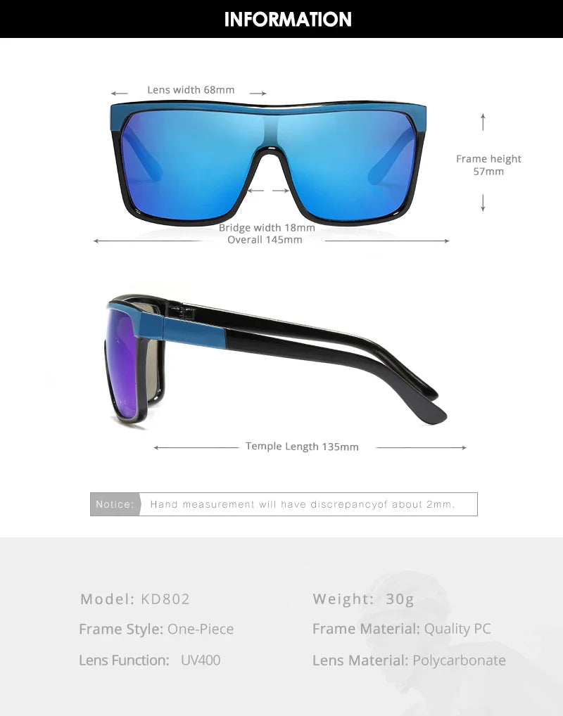 KDEAM Flynn Style Sunglasses Men Plus Shape Outdoor Anti-reflective Sun Glasses Women with Peanut Box