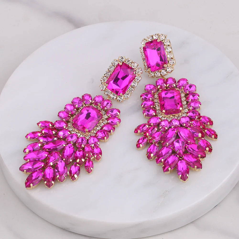 New Crystal Dangle Earrings For Women Rhinestone Earrings Weddings Ladies Party Fashion Jewelry Accessories Wholesale Gifts