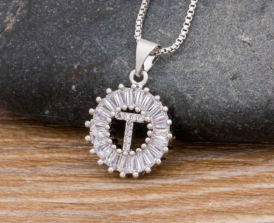 NIdin Hot Sale 2 Colors Initial Letter Pendant 26 Letters Charm Name Necklace Top Quality Copper Zircon Jewelry Birthday Gift