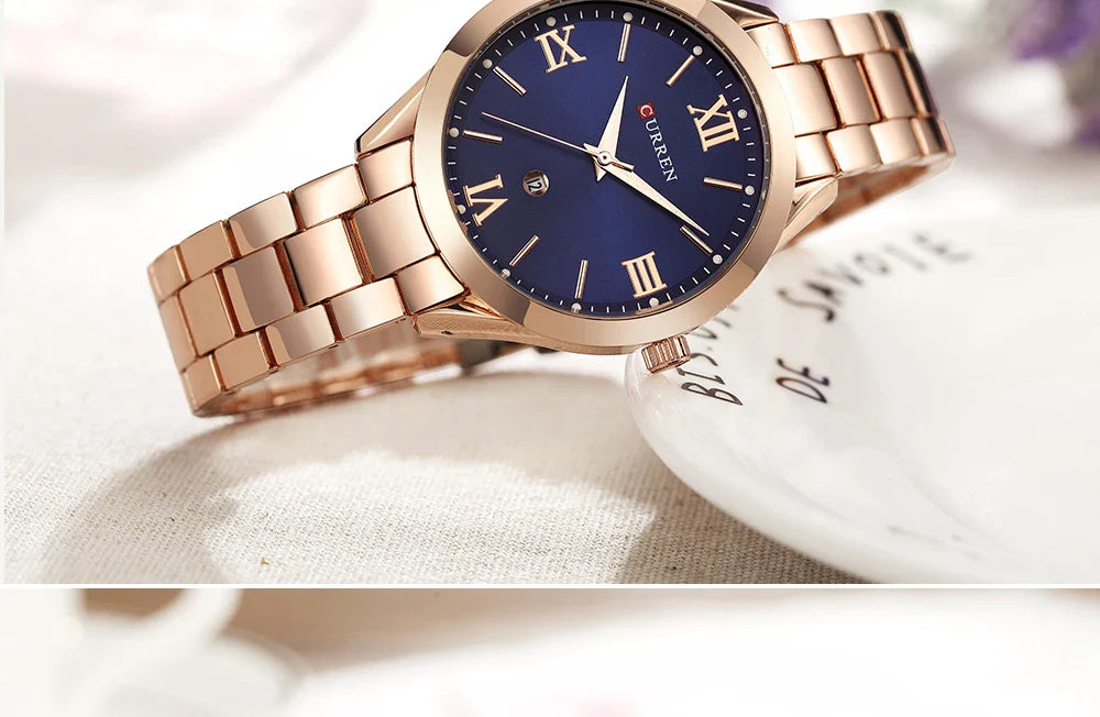 CURREN Ladies Watch For Women Fashion Retro Female Waterproof Watch Steel Quartz Watch For Women Christmas Relógio Feminino 9007