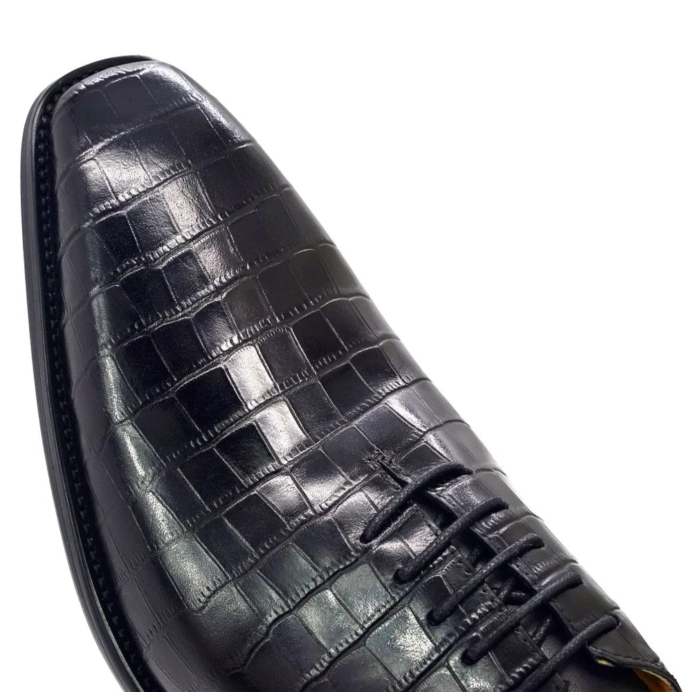 Big Size 7-12 Handmade Mens Oxford Shoes Genuine Leather Crocodile Print Men's Dress Shoes Classic Business Formal Shoes for Men