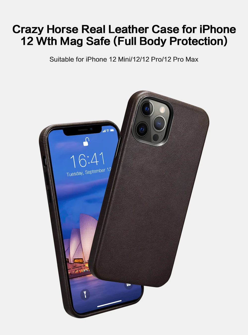 Genuine Leather Case for iPhone 15 Pro Max Business Case for iPhone 14 Pro Max 13 Pro Magnetic Charging Phone Back Cover Men