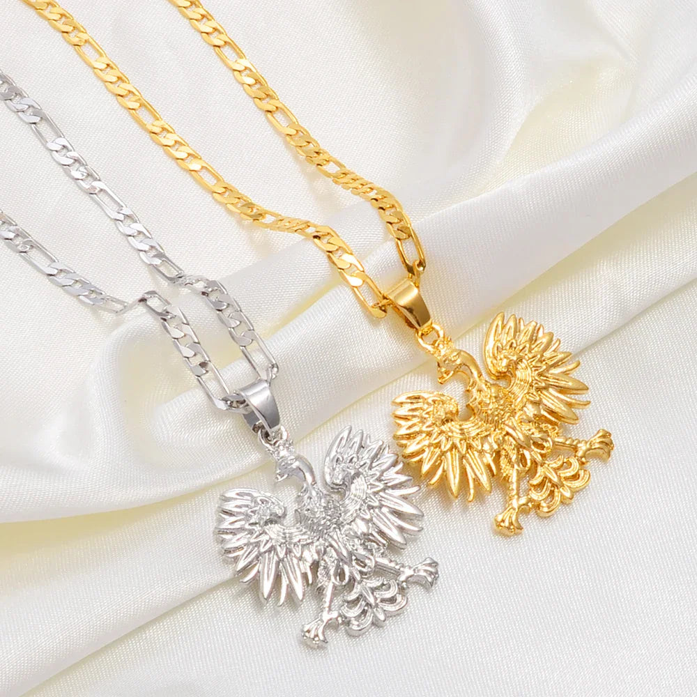 Anniyo Poland Symbol Eagle Pendant Necklaces for Women Men,Polska Poles Jewelry #252706