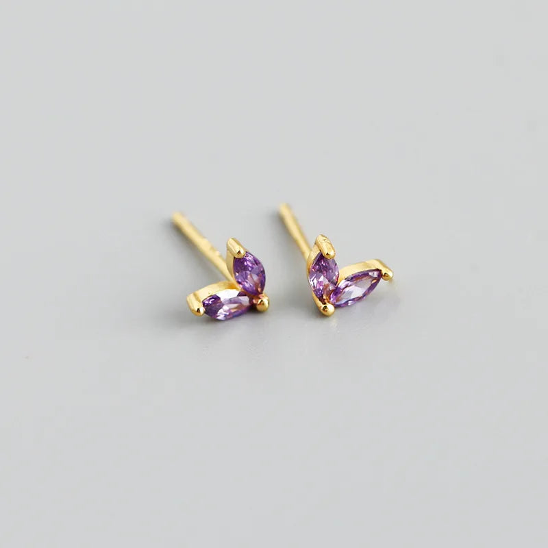 WANTME 925 Sterling Silver Fashion Korean Chic Blue Horse Eye Zircon Stud Earrings for Women Teen Simple Color Piercing Jewelry