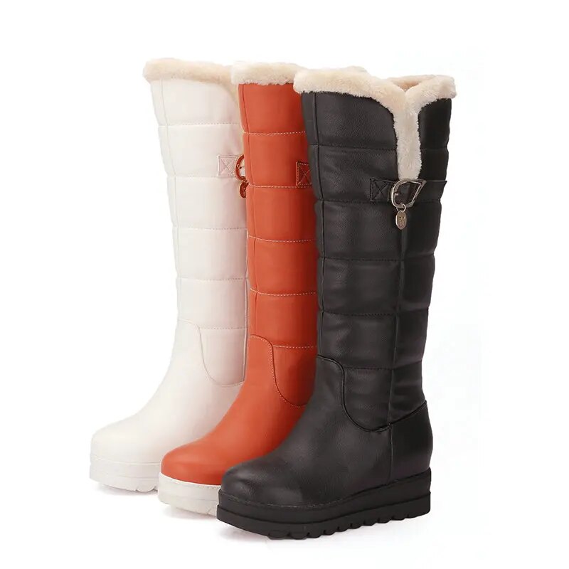 Knee High Boots Fashion Platform Height Increasing Women Snow Boots