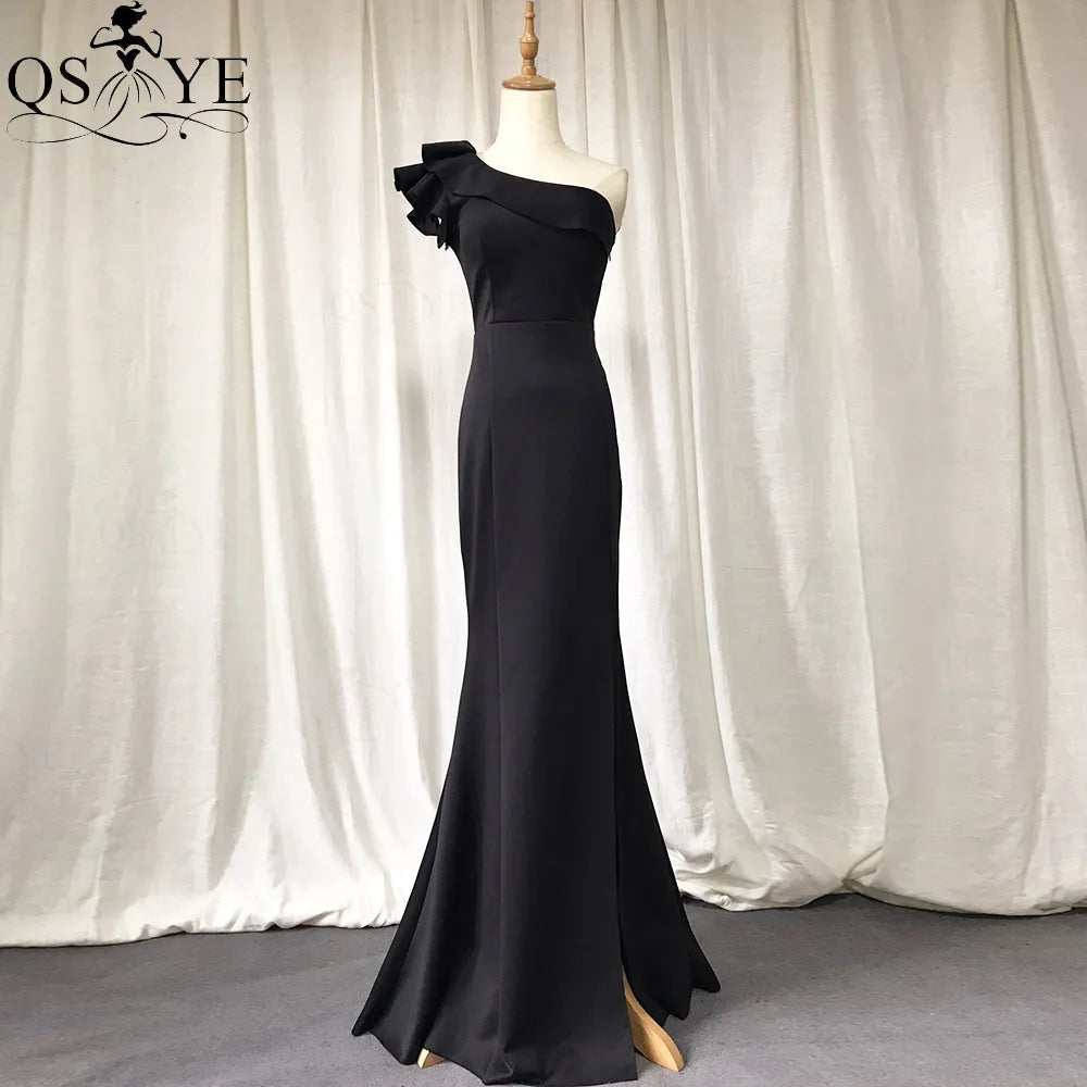 Evening wear Dresses: One Shoulder Mermaid Formal Gown Ruffles Dress