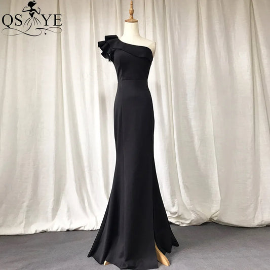 Evening wear Dresses: One Shoulder Mermaid Formal Gown Ruffles Dress