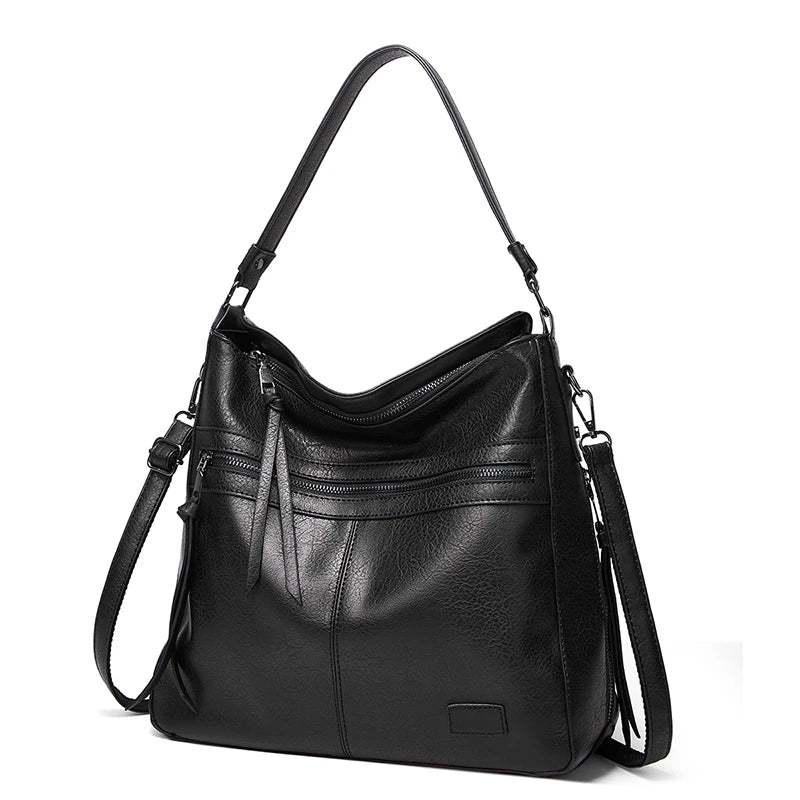 Winter Vintage PU Leather Handbag tassel Women Bag Hand Bag  Fashion