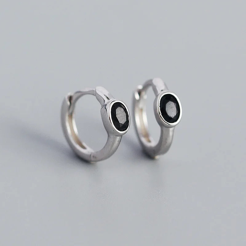 WANTME 925 Sterling Silver Simple Oval Cut Zircon Hoop Earrings for Women Geometric European Piercing Huggie Jewelry Female Gift
