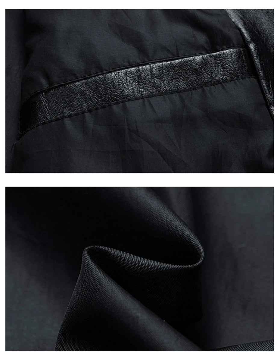 Plus Size 6XL 7XL Men's PU Jacket Solid Color Autumn Leather Jacket Coat Big Size