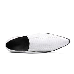 Spring High Quality White Snake Skin Slip On Men Dress Shoes Genuine Leather Party