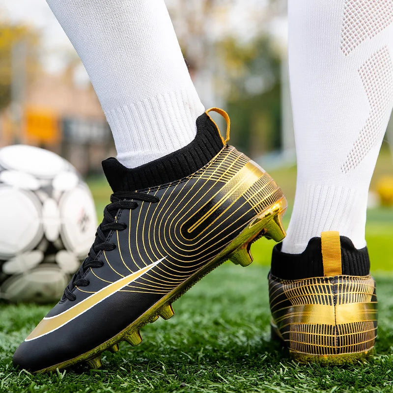 Professional Unisex Soccer Shoes Long Spikes TF Ankle Football Boots