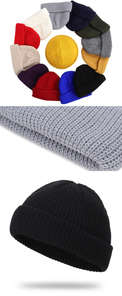 Winter Warm Beanies Casual Short Thread Hip Hop Hat Adult Men  Female Wool