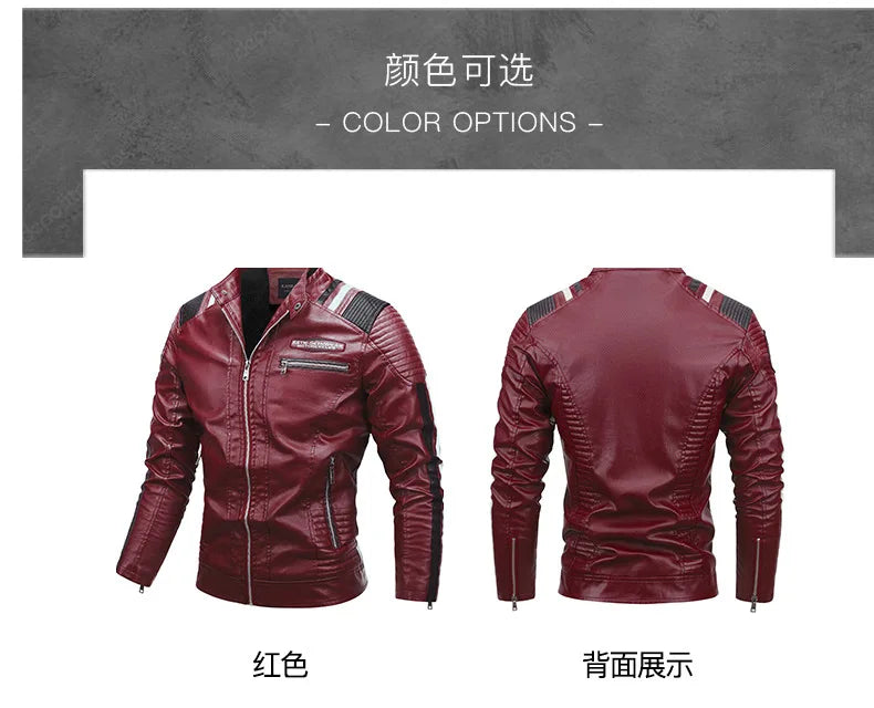 Mens Vintage Motorcycle Jacket Men Fashion Biker Leather Jacket Male