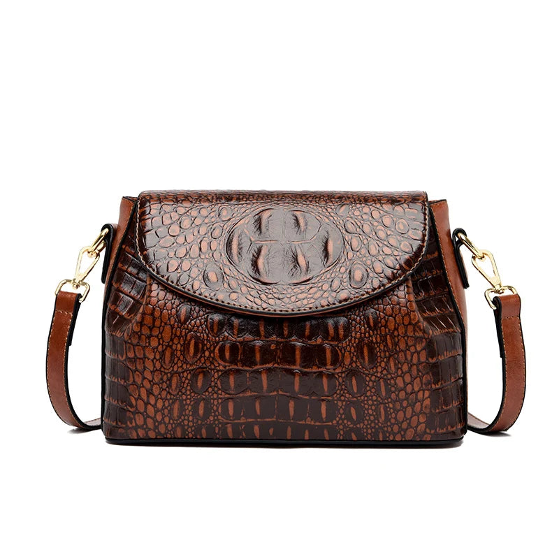 Female Bag Genuine Leather Casual Tote Bags Crocodile Pattern Shoulder