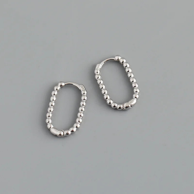 WANTME 925 Sterling Silver Punk Simple Pirecing Geometry Hollow Beads Stud Earrings for Women Girl Chic Birthday Goth Jewelry