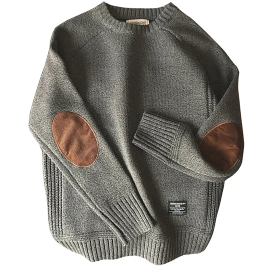 Men Pullover Sweater Fashion Patch Designs Knitted Sweater Men Harajuku