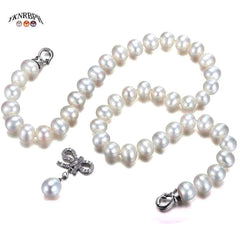 Women's S925 Sterling Silver Natural Pearl Necklace Classic Party Jewelry