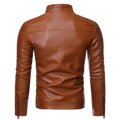 Men's Jacket Fashion Mens Vintage Leather Jackets Casual Men Faux Leather