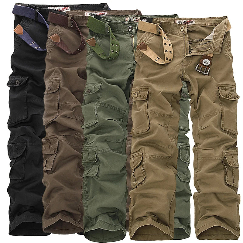 Tactical pants men Multi-pocket washed overalls male Baggy cargo pants for men