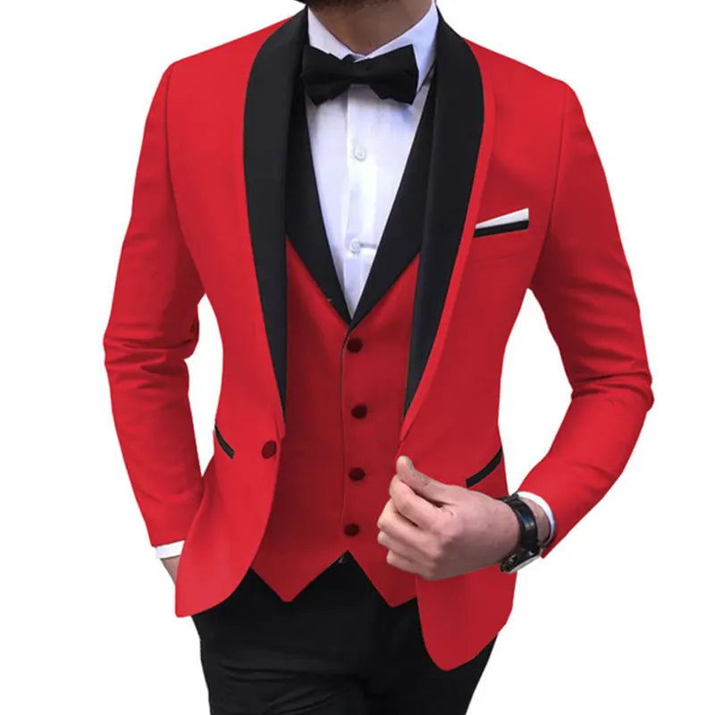Tuxedo for Mens: Wedding Evening Dress 3 Pieces Jacket+Pants+Vest Men Suit Set