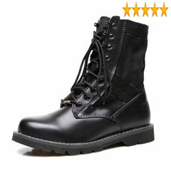 Men British Fashion Style Lace Up Combat Tactical Ankle Round Toe Work Safety High-Top Shoes Black Military Boots