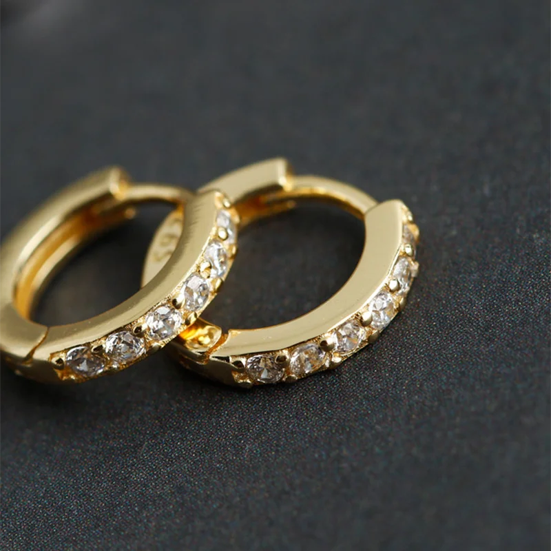WANTME Real 925 Sterling Silver Gothic Simple White Zircon Hoop Earrings for Women Men Charms Unique Party Couple Jewelry 2021