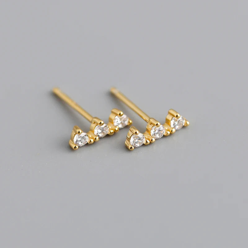 WANTME New Arrival Fashion Korean Blue Zircon Spike Geometric Stud Earrings for Women Real 925 Sterling Silver Gothic Jewelry