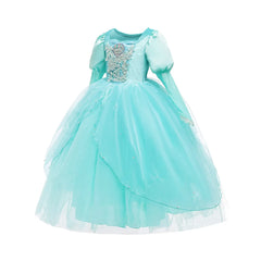 Halloween Mermaid Costume for Girls Disney Princess Ariel Ball Gown Kids Christmas