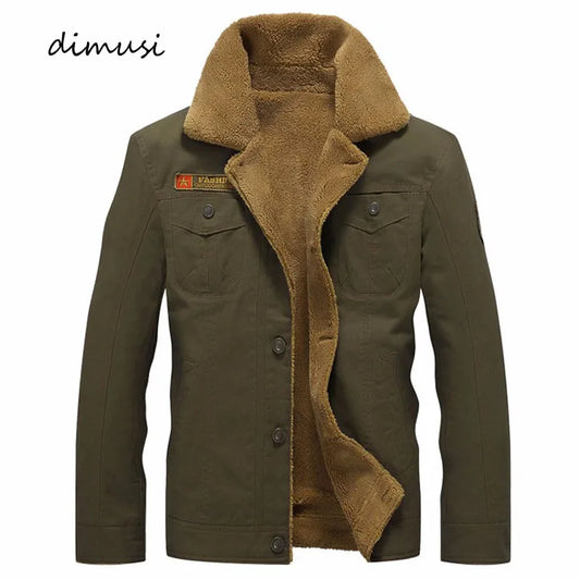 Winter Jacket Mens Military Fleece Warm Coats Male Fur Collar Army Tactical