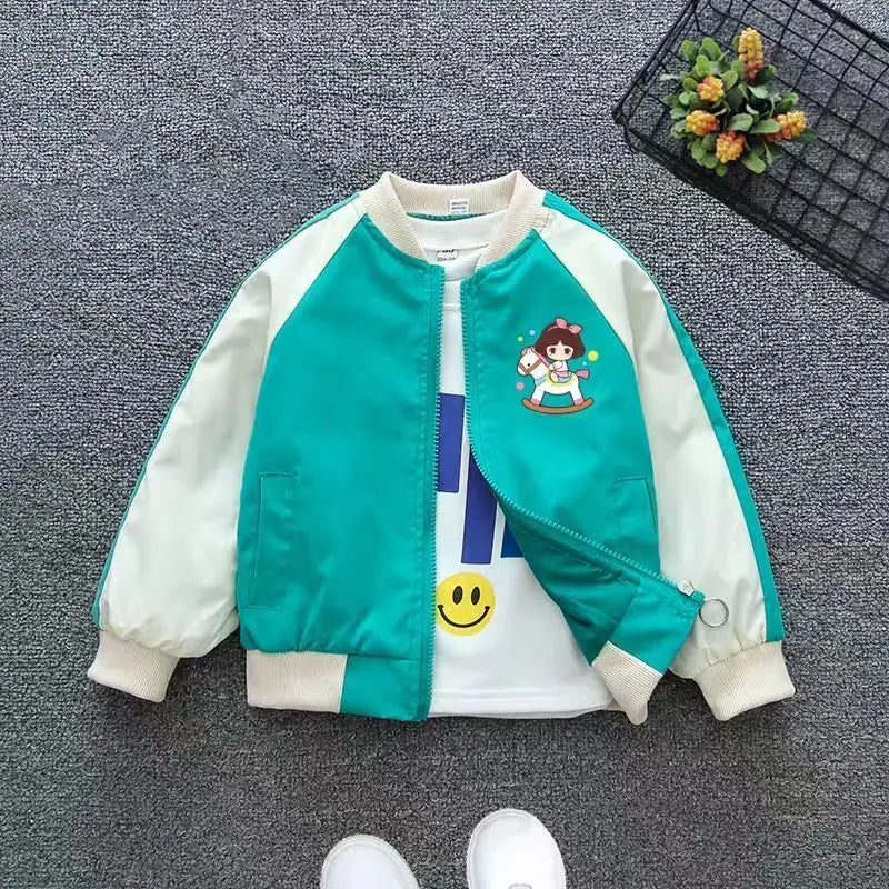 2 3 4 5 6 7 8 Years Baby Girls Coats 2021 Spring Autumn Cartoon Unicorn Thin Cardigan Jacket For Girl Toddler Kids Outerwear