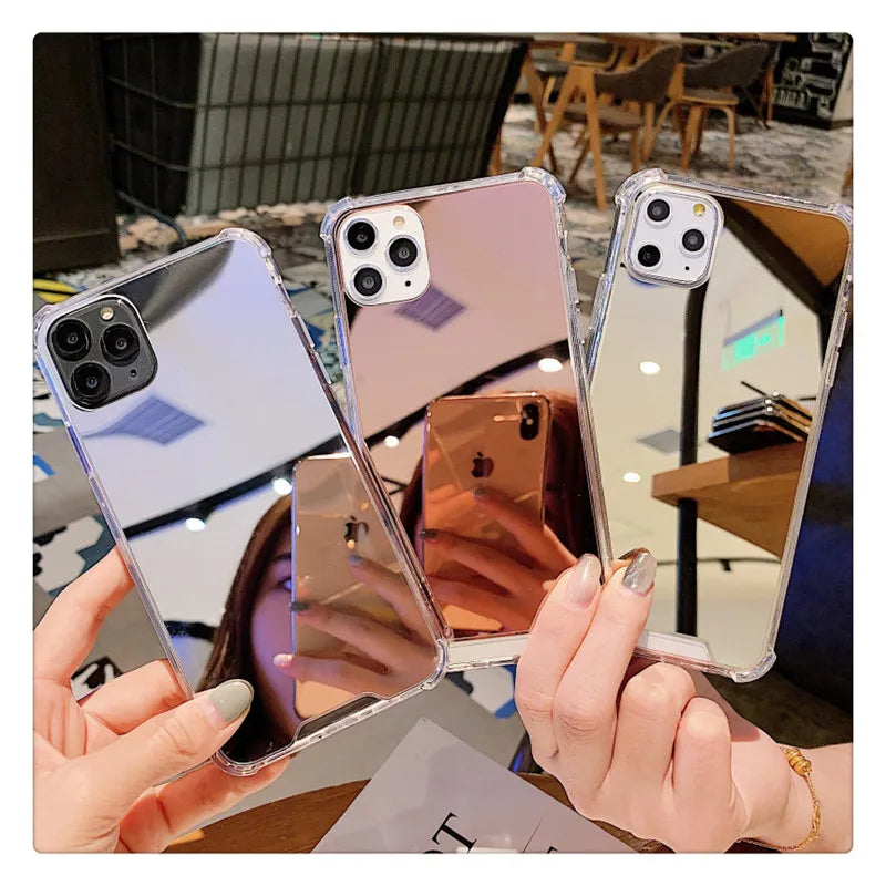 Mirror TPU Phone Case For iphone 15 14 13 12 11 Pro XS MAX XR Shockproof Back Cover Case For iphone 7 8 6s plus SE2020