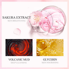 5pcs Japan Sakura Mud Face Mask Anti Wrinkle Night Facial Packs Skin Clean Dark Circle Moisturize Anti-Aging For Facecare