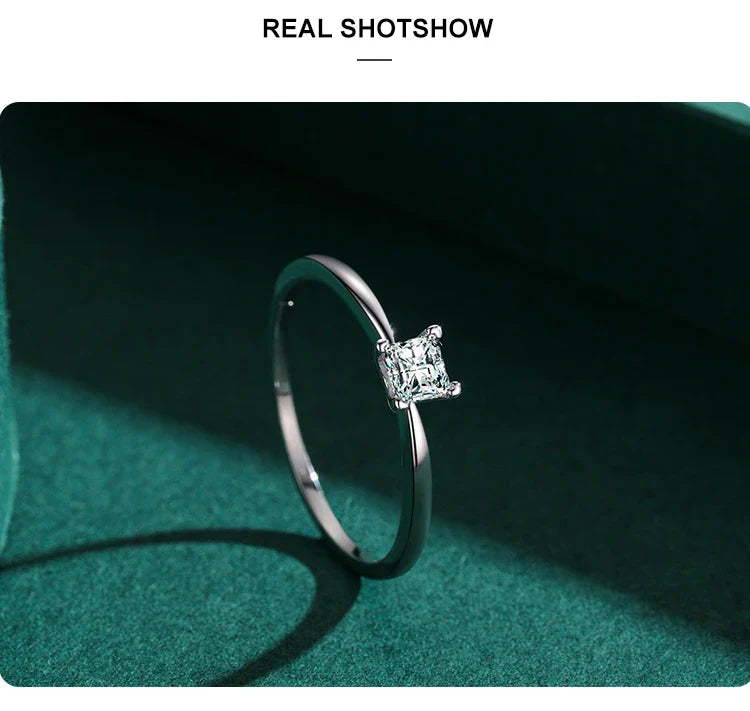 Ailmay High Quality Fashion Shiny Clear Zircon Wedding Female Finger Ring For Women Simple Square Ring Fine Jewelry