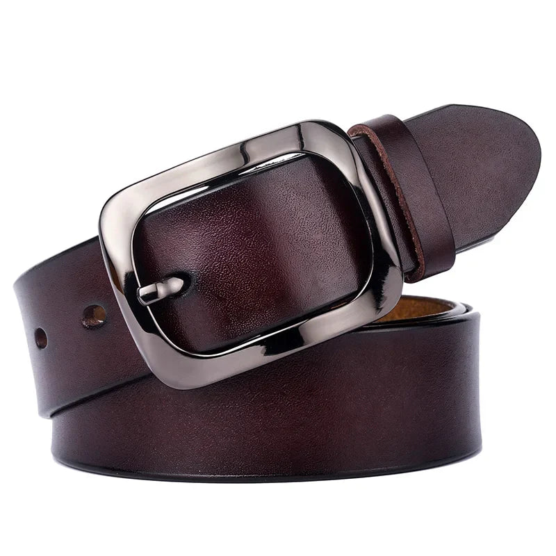 VATLTY 3.2cm Genuine Leather Belt for Women Natural Cowhide Metal Buckle Casual Jeans Trousers Belt Female Waistband Gifts