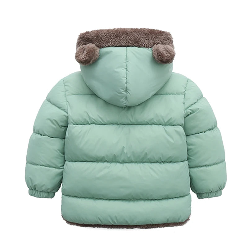 Winter Thicken Kids Jackets For Girls Coats Boys Jackets Plus Cashmere Jackets Toddler Hooded Outerwear Infant Children Clothes