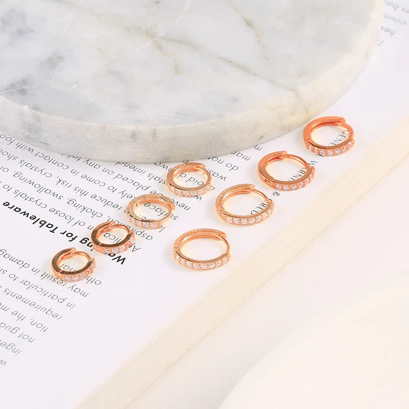 CANNER 6/7/8/9mm Real 925 Sterling Silver Zircon Hoop Earrings for Women Huggie Earring Piercing Earings Jewelry Pendientes