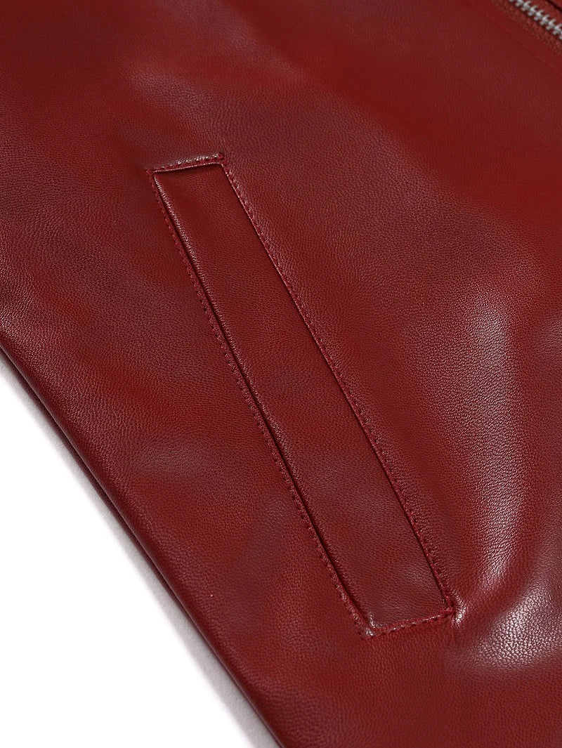 Spring Autumn Fashion Men Streetwear Black PU Leather  Jacket Mens Zipper Hip Hop